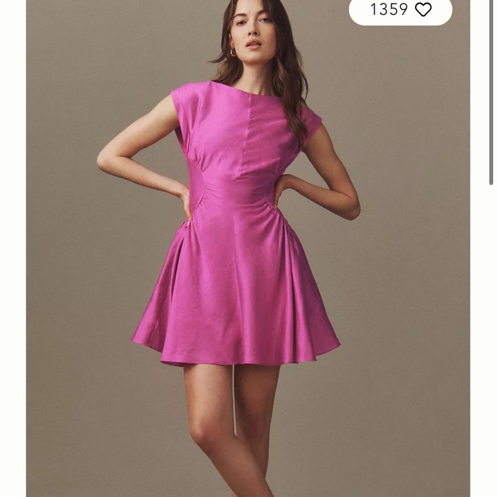 Acler Emery Vibrant Pink drop waist Mini Dress from Anthropologie